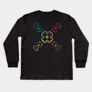 Rainbow abstract flower design 10 Kids Long Sleeve T-Shirt